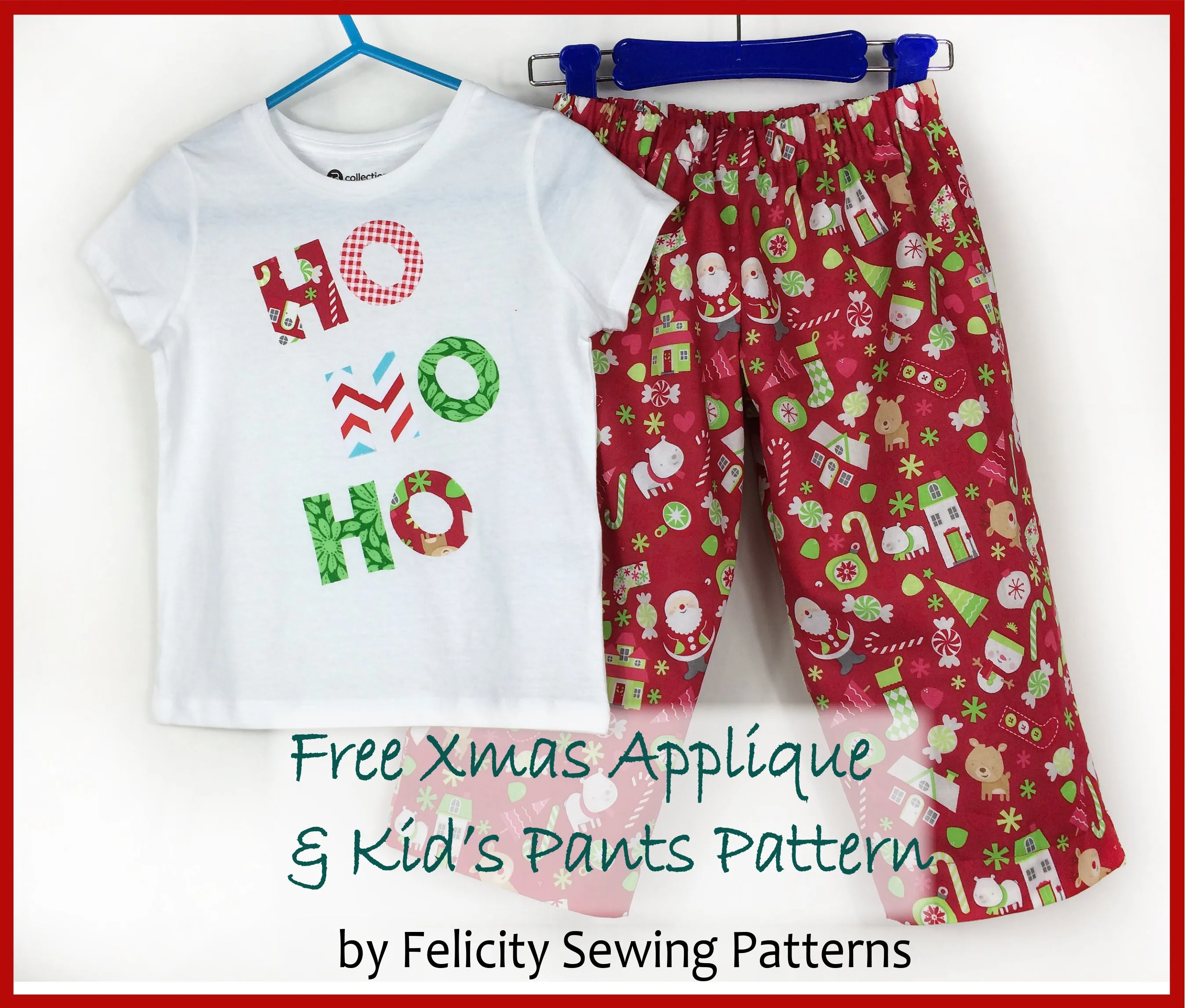 Z Christmas 'HO HO HO' applique free pattern download.