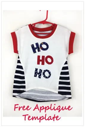 Z Christmas 'HO HO HO' applique free pattern download.